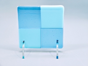 Clear Acrylic 2-Piece Fused Glass Art Stand - Curved, 1 pair