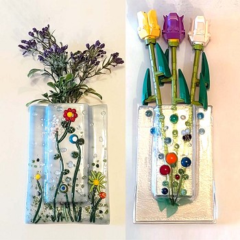 Glass fusing art class at SW Art Glass learn to make pocket vases 